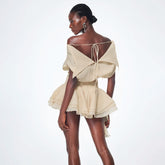 Off-Shoulder  3D Flower Ruffle Mini Dress